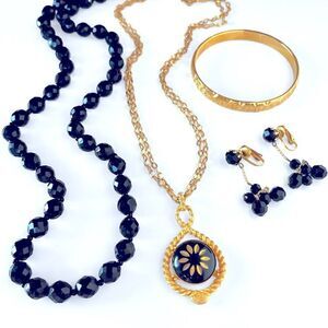 Vintage Black & Gold Jewelry Lot